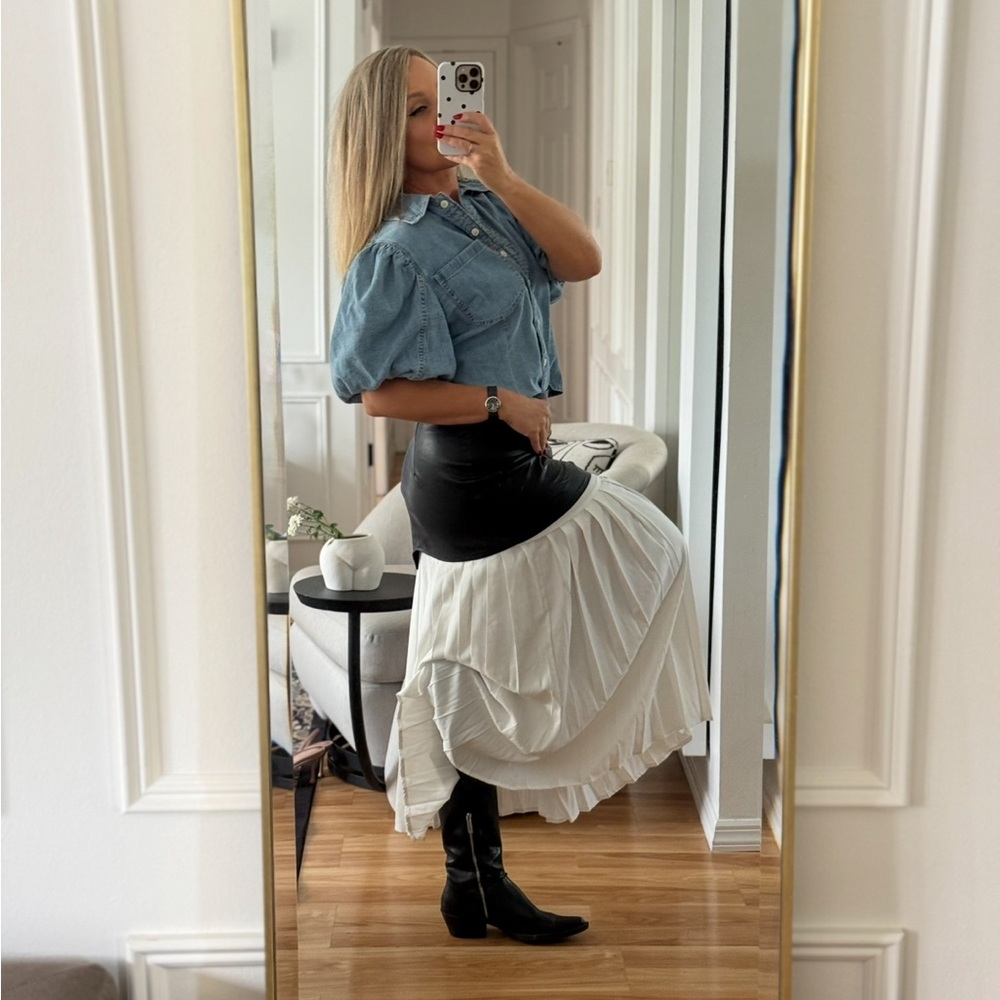 🛍️Elegant Black and White Layered Skirt - Picture 3 of 13